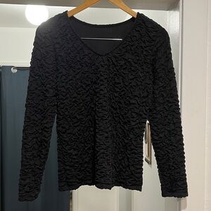 Sharon Max Black Textured Long Sleeve Top